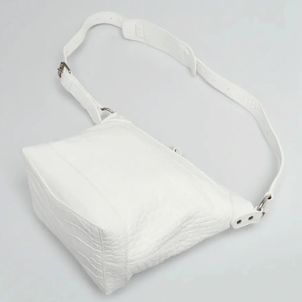 Balenciaga Neo Classic Hobo Crocodile Embossed Leather XS White - Picture 3 of 16